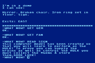 The Hulk (Atari 8-bit) screenshot: My Goal is to Collect Gems