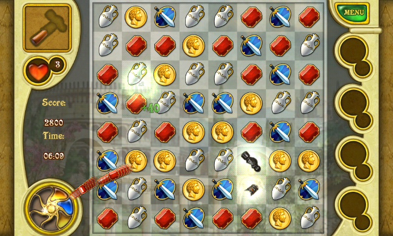 Call of Atlantis (Android) screenshot: A match of four charges the power..