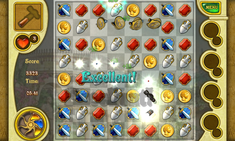 Call of Atlantis (Android) screenshot: Creating a cascade of matches