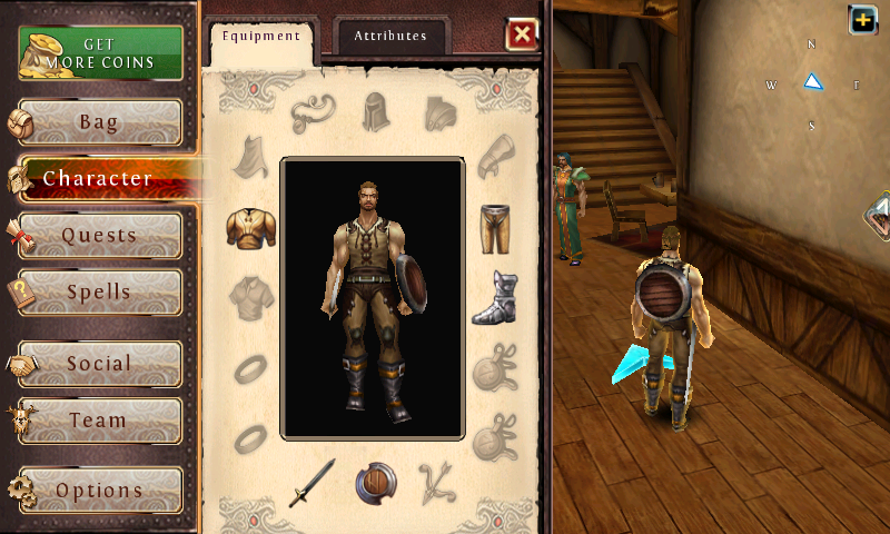 Order & Chaos: Online (Android) screenshot: Equipment selection