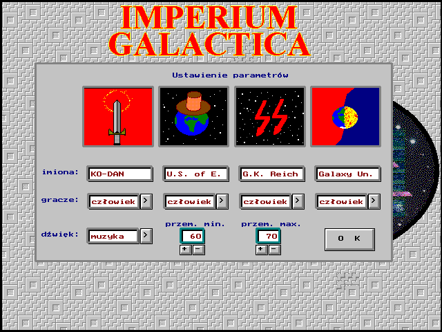 Imperium Galactica (DOS) screenshot: Players settings