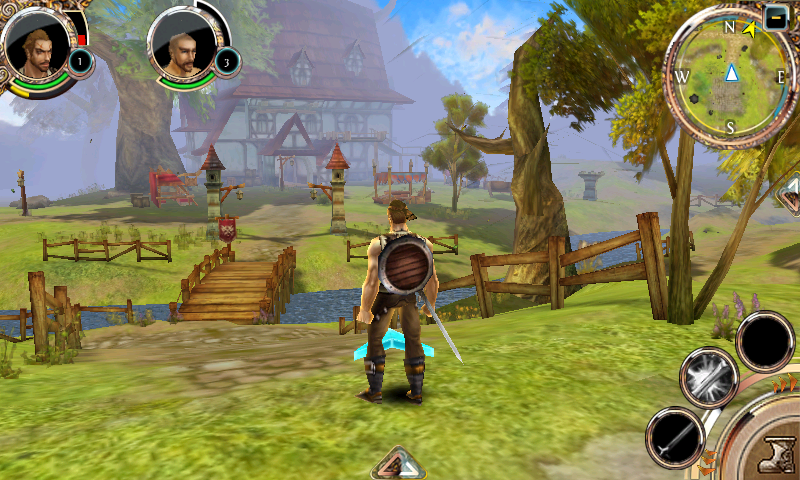 Order & Chaos: Online (Android) screenshot: Let's explore the world! Arrow show direction to next quest