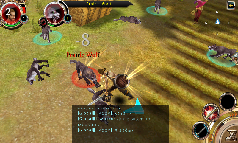 Order & Chaos: Online (Android) screenshot: Fighting a wolf