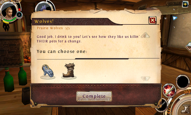 Order & Chaos: Online (Android) screenshot: When completing a quest you get to pick an item