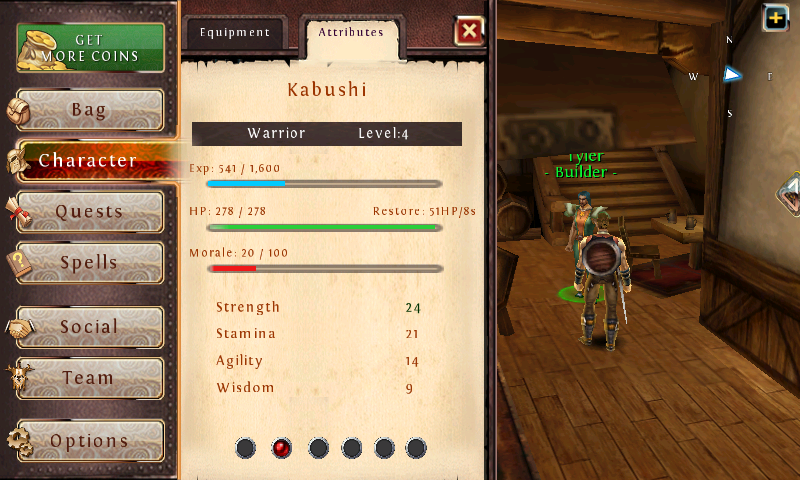 Order & Chaos: Online (Android) screenshot: Character stats