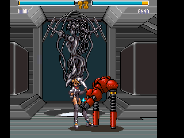 Ningyō Tsukai (FM Towns) screenshot: The second opponent is a large red robot