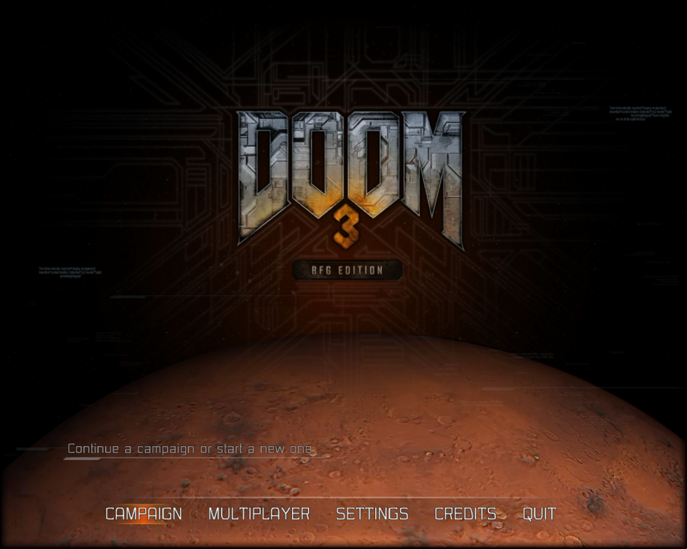 Doom³: BFG Edition (Windows) screenshot: DOOM 3 main menu
