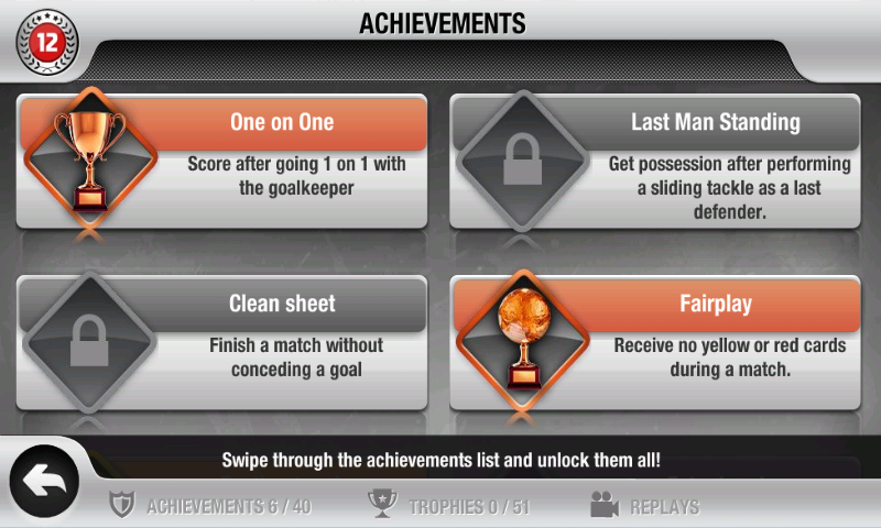 FIFA 12 (Android) screenshot: Achievements