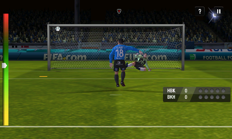 FIFA 12 (Android) screenshot: Penalty shoot out