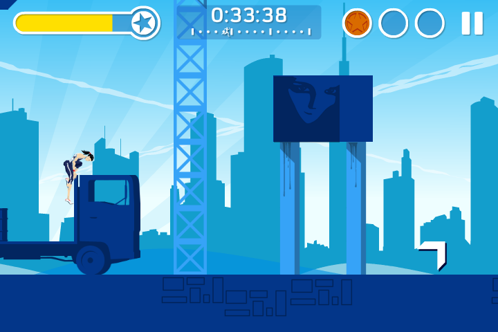 Freedom City Runners (Browser) screenshot: Climbing over a truck