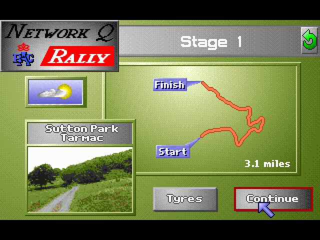 Network Q RAC Rally (FM Towns) screenshot: Stage map