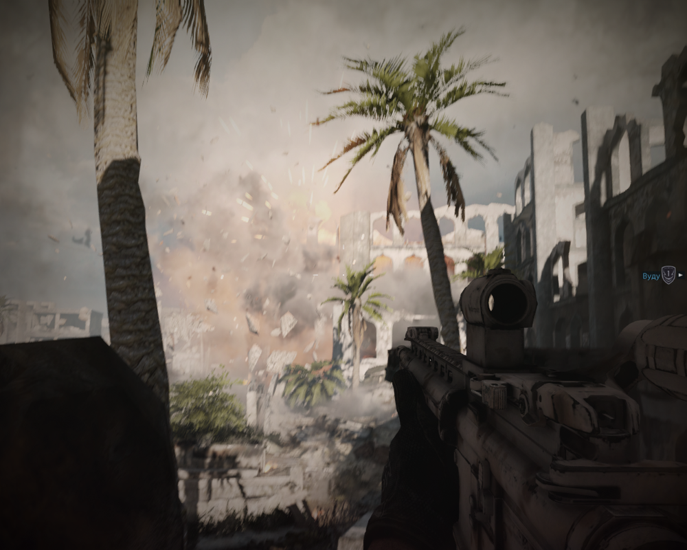 Medal of Honor: Warfighter (Windows) screenshot: Airstrike destroys the building