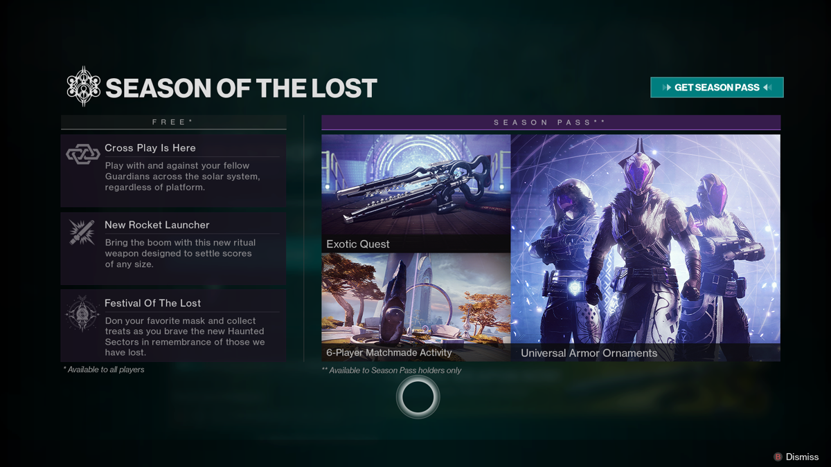 Destiny 2: Season of the Lost Silver Bundle (Xbox One) screenshot: Season of the Lost content
