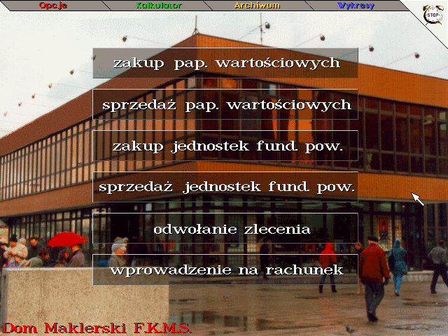Inwestor (DOS) screenshot: The activities of the brokerage house