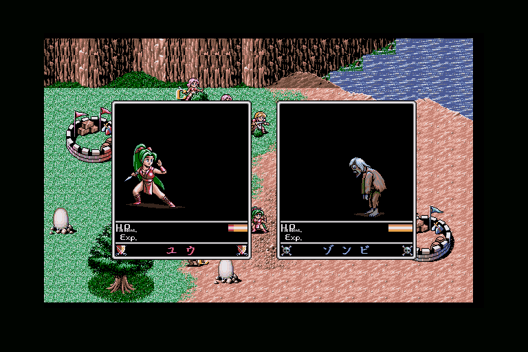 Shangrlia 2 (Sharp X68000) screenshot: Trying to eliminate that zombie