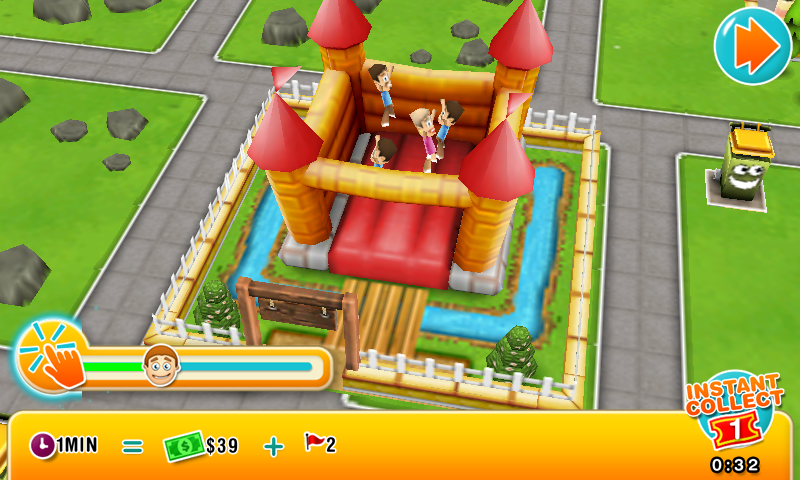 Theme Park (Android) screenshot: The bouncy castle - tap the screen to make it go faster.
