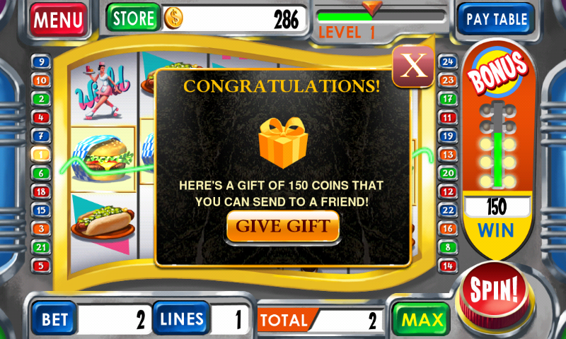 Slots Tycoon (Android) screenshot: Getting a gift.