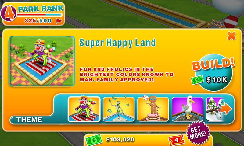 Theme Park (Android) screenshot: When expanding, you pick a new theme.