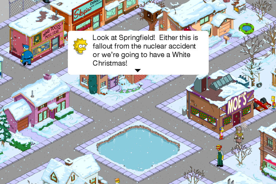 The Simpsons: Tapped Out (iPhone) screenshot: Lisa's winter observations