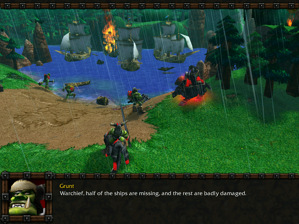 WarCraft III: Reign of Chaos (Demo Version) (Windows) screenshot: Looks like the Orcs will have to stay on the island for a while...
