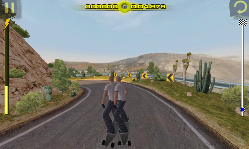 Downhill Xtreme (Android) screenshot: Ghosts show the previous best race.