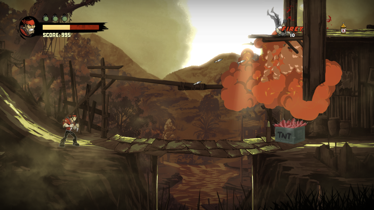 Shank 2 (Windows) screenshot: Using littered explosives to my advantage