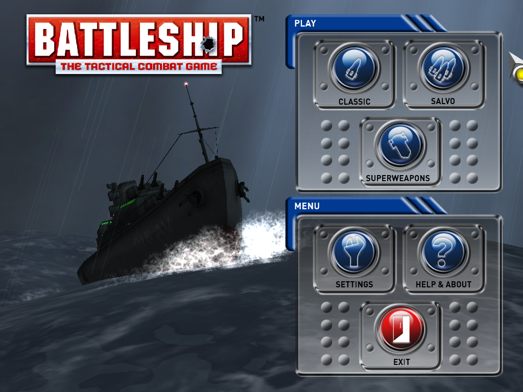 Battleship (Windows) screenshot: Main menu