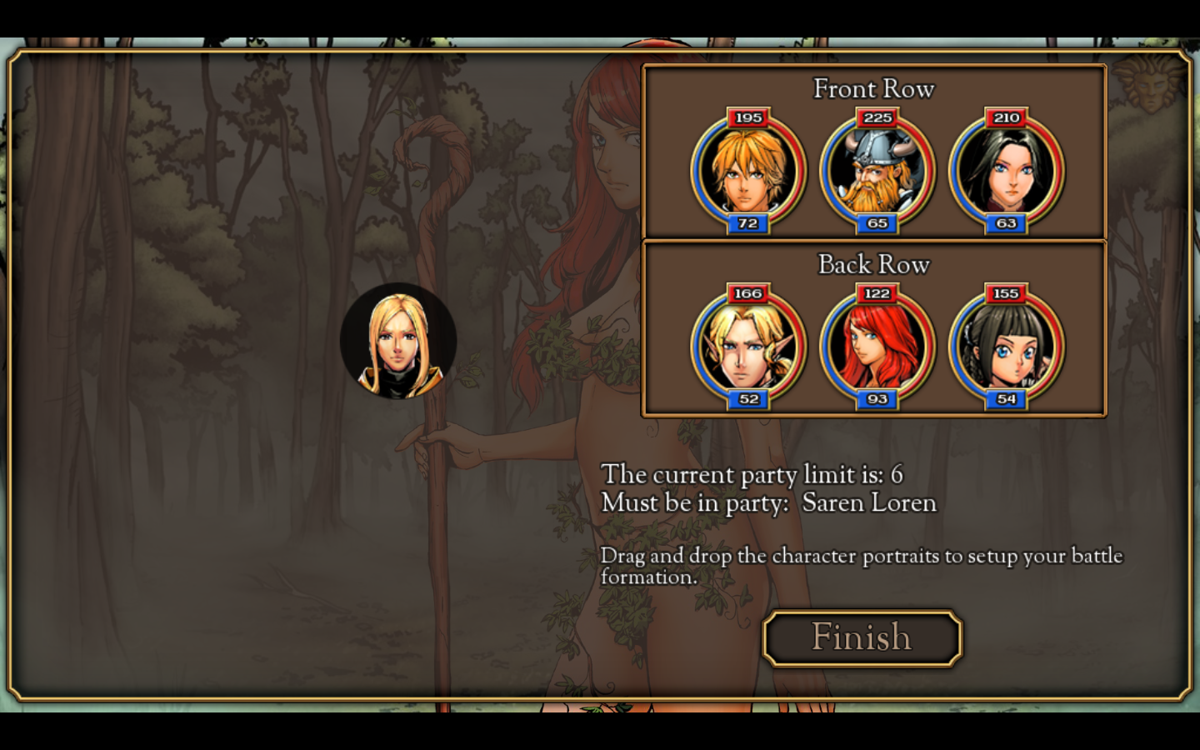 Loren: The Amazon Princess (Windows) screenshot: A maximum of six party members can fight in a battle.