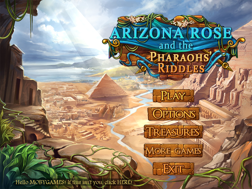 Arizona Rose and the Pharaohs' Riddles (Windows) screenshot: Title and main menu