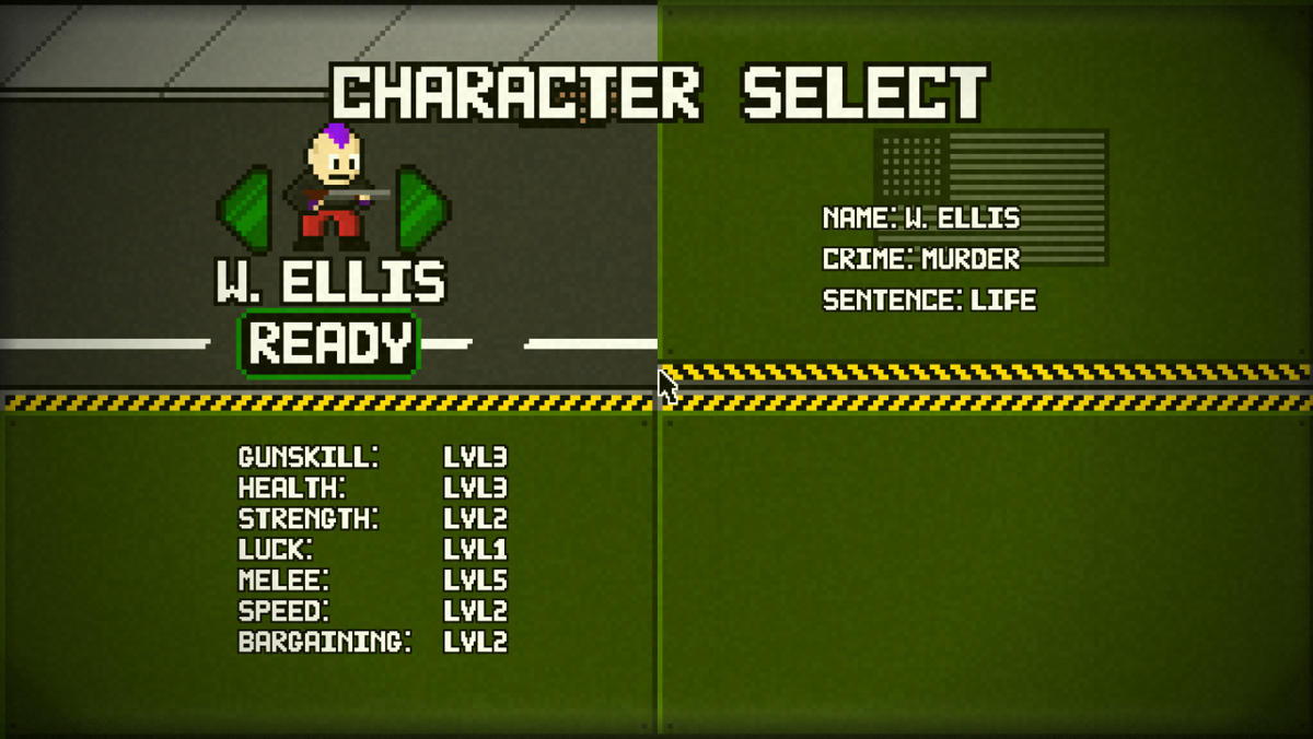 Dead Pixels (Windows) screenshot: Character selection in The Solution mode