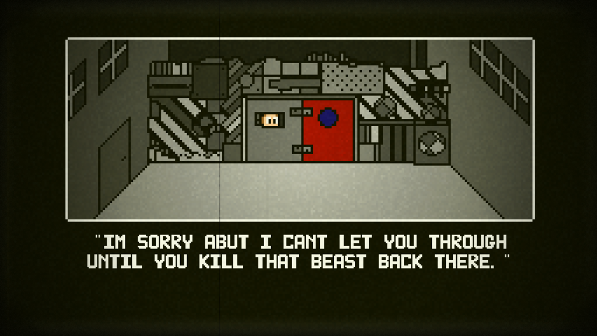 Dead Pixels (Windows) screenshot: I tried to move on without killing the boss character.