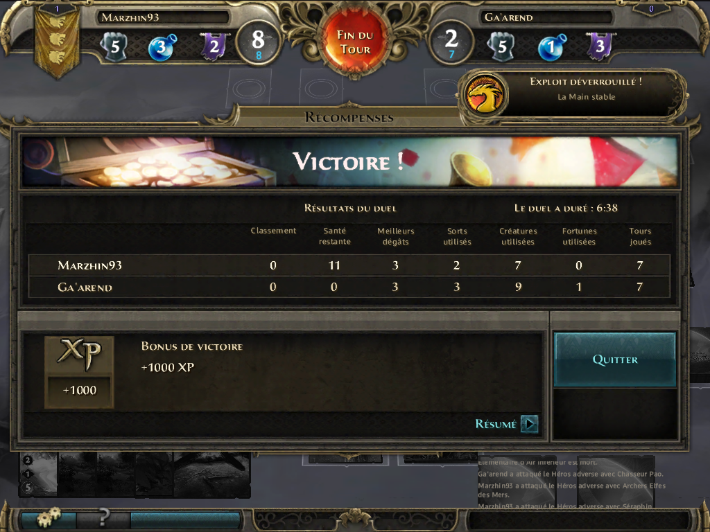 Might & Magic: Duel of Champions (iPad) screenshot: Battle results