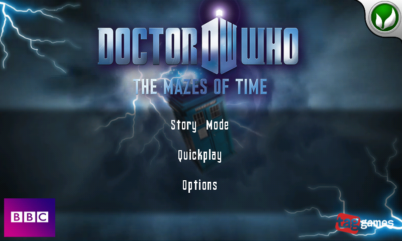 Doctor Who: The Mazes of Time (Android) screenshot: Main menu