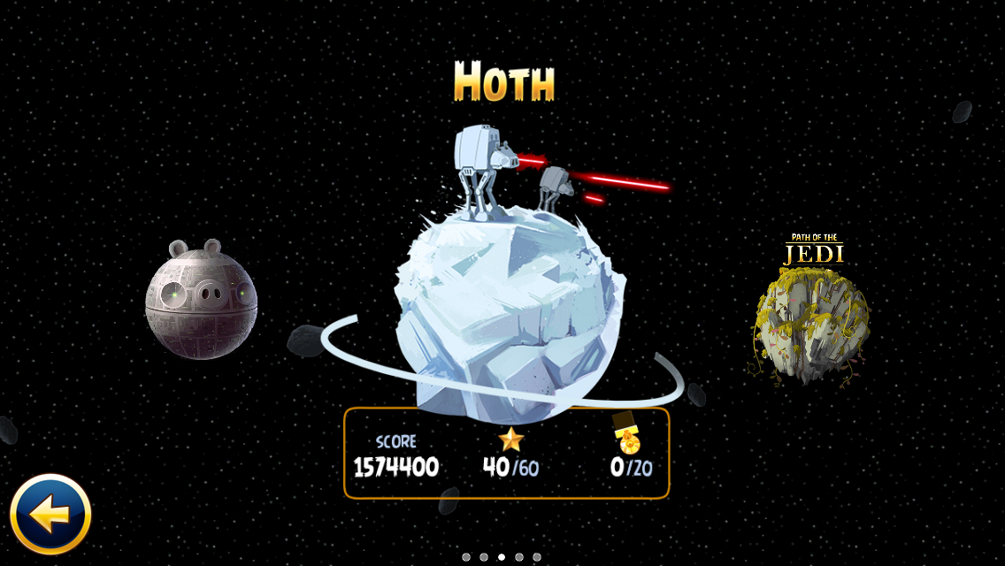 Angry Birds: Star Wars (iPhone) screenshot: One of the level selection screens