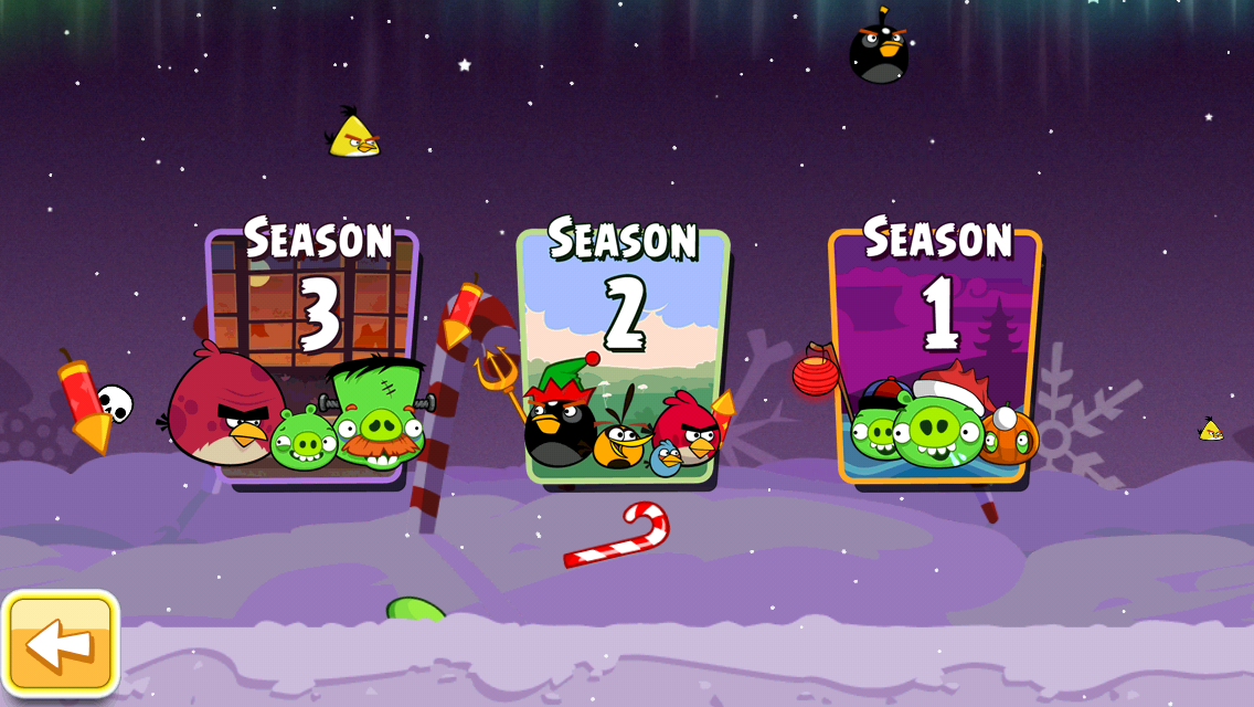 Angry Birds: Seasons (iPhone) screenshot: There are several seasons to choose from