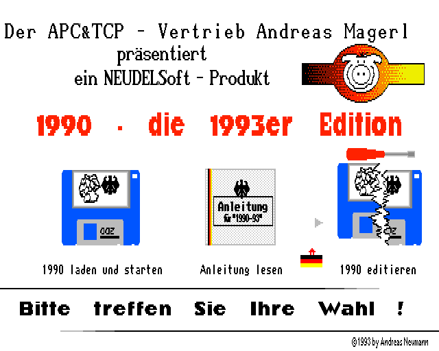 1990: Die 1993'er Edition (Amiga) screenshot: Main menu