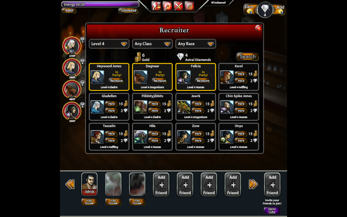 Dungeons & Dragons: Heroes of Neverwinter (Browser) screenshot: The henchmen have more skill than me.