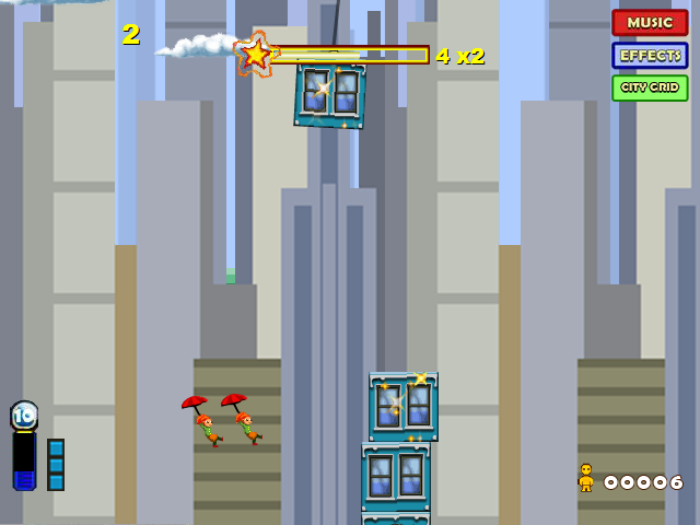 Tower Bloxx (Browser) screenshot: Making a combo will increase the population