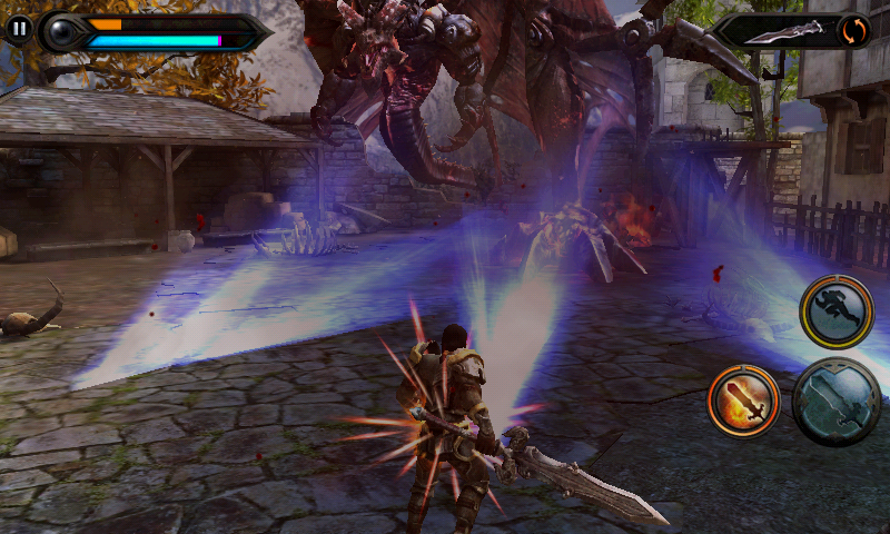 Wild Blood (Android) screenshot: Fighting a dragon