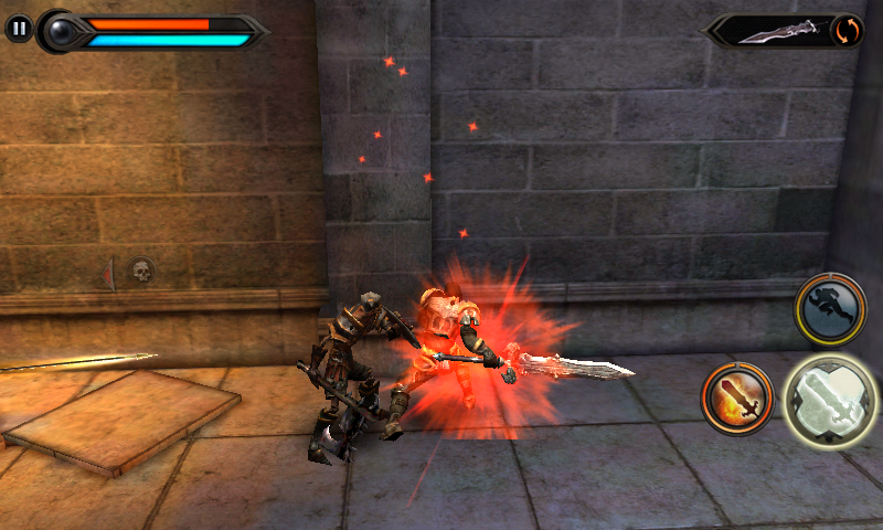 Wild Blood (Android) screenshot: Holding down the attack button creates a heavy attack