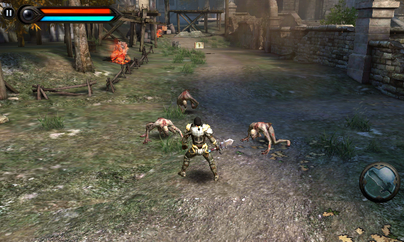 Wild Blood (Android) screenshot: Fighting a group of hellish creatures