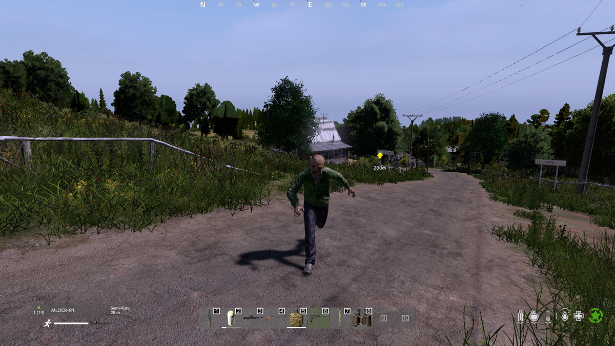 DayZ (Windows) screenshot: However, you'll have to deal with the undead to get to them, by killing or stealthing around them