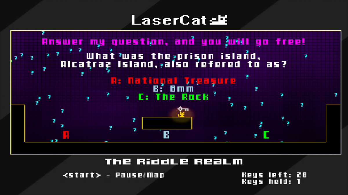 LaserCat (Xbox 360) screenshot: ...while some questions are sillier than others.