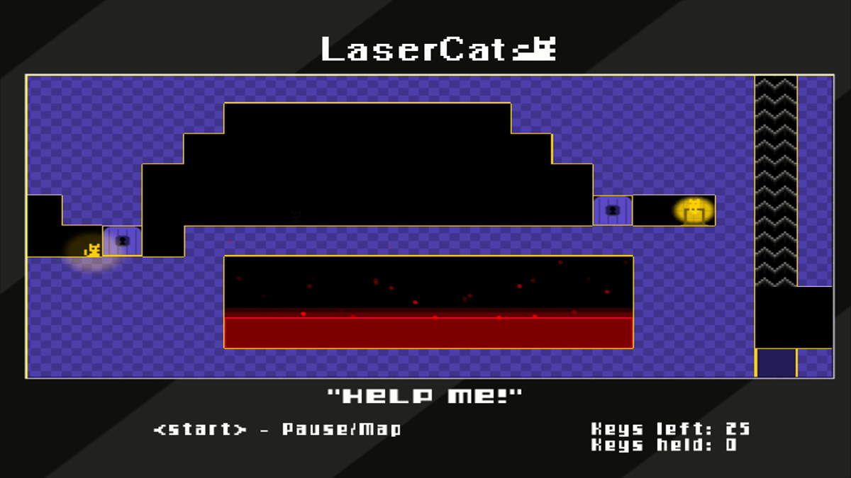LaserCat (Xbox 360) screenshot: I'll save you, buddy! Just hold on a little longer!