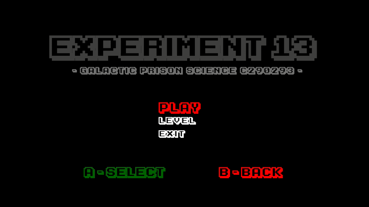 Experiment 13 (Xbox 360) screenshot: Title menu.