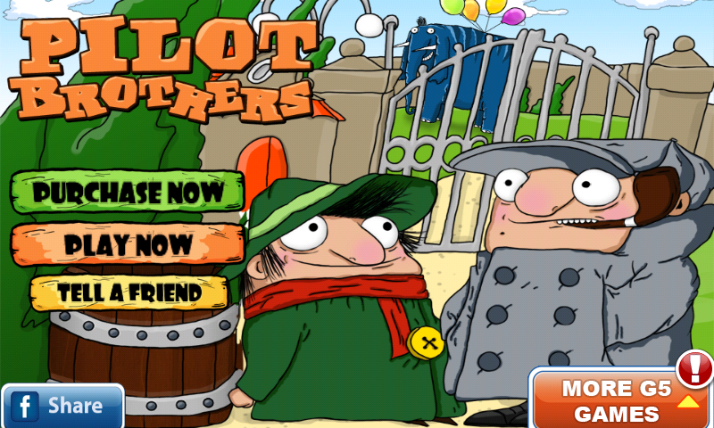 Pilot Brothers: On the Track of Striped Elephant (Android) screenshot: Title screen