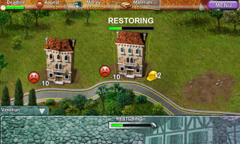 Build-a-lot 3: Passport to Europe (Android) screenshot: Restoring some old buildings