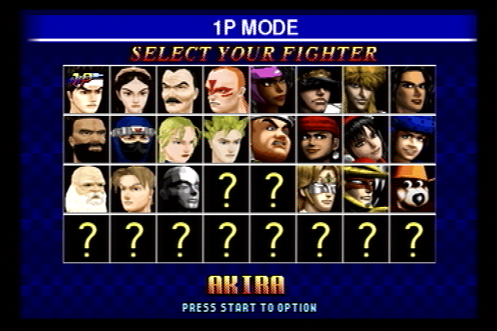 Fighters Megamix (SEGA Saturn) screenshot: Character Select