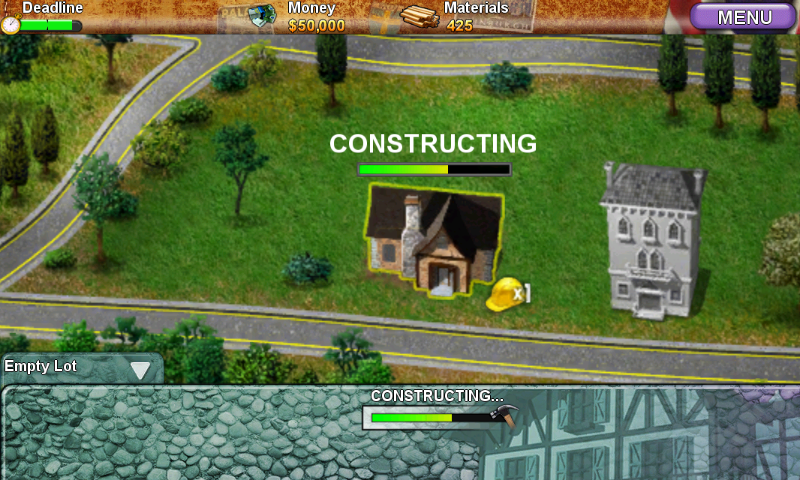 Build-a-lot 3: Passport to Europe (Android) screenshot: Construction in progress
