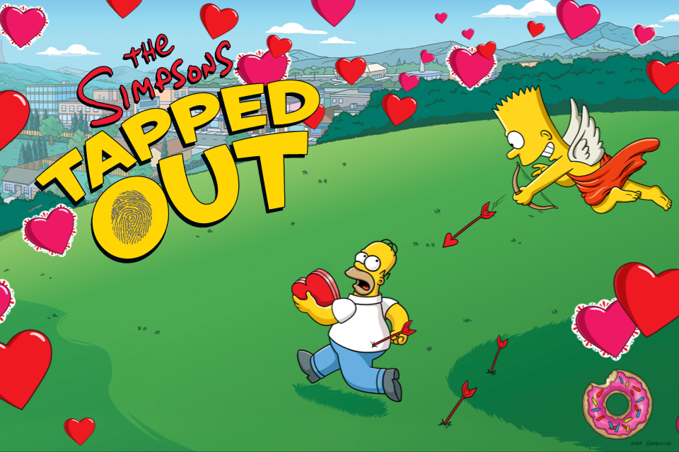 The Simpsons: Tapped Out (iPhone) screenshot: Special loading screen created for Valentine's Day